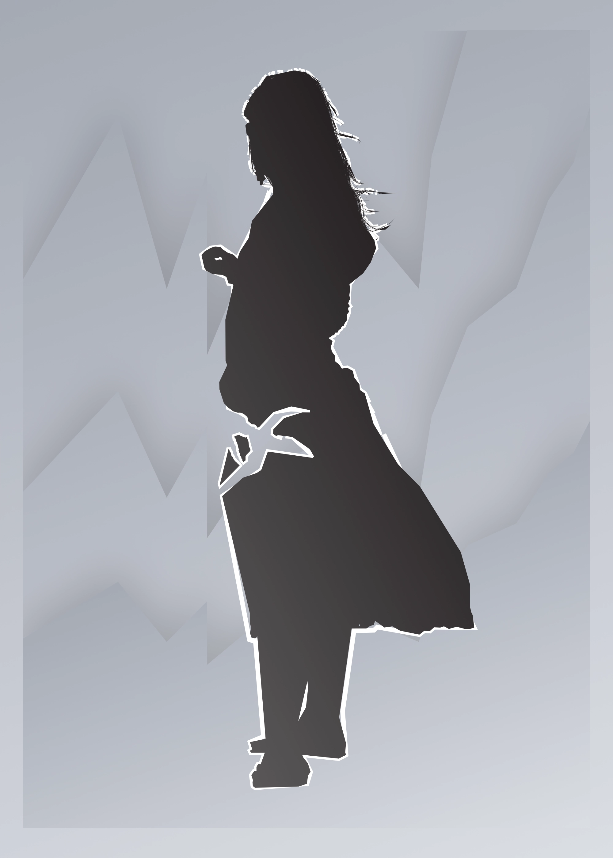 A girl being cut by a grey wind