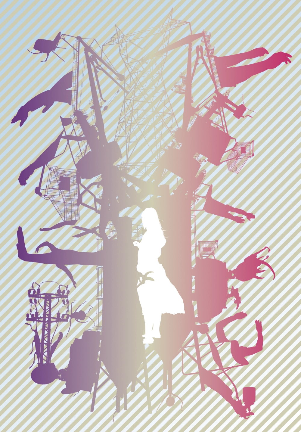 A composition showing a girl being cut by forces greater then us