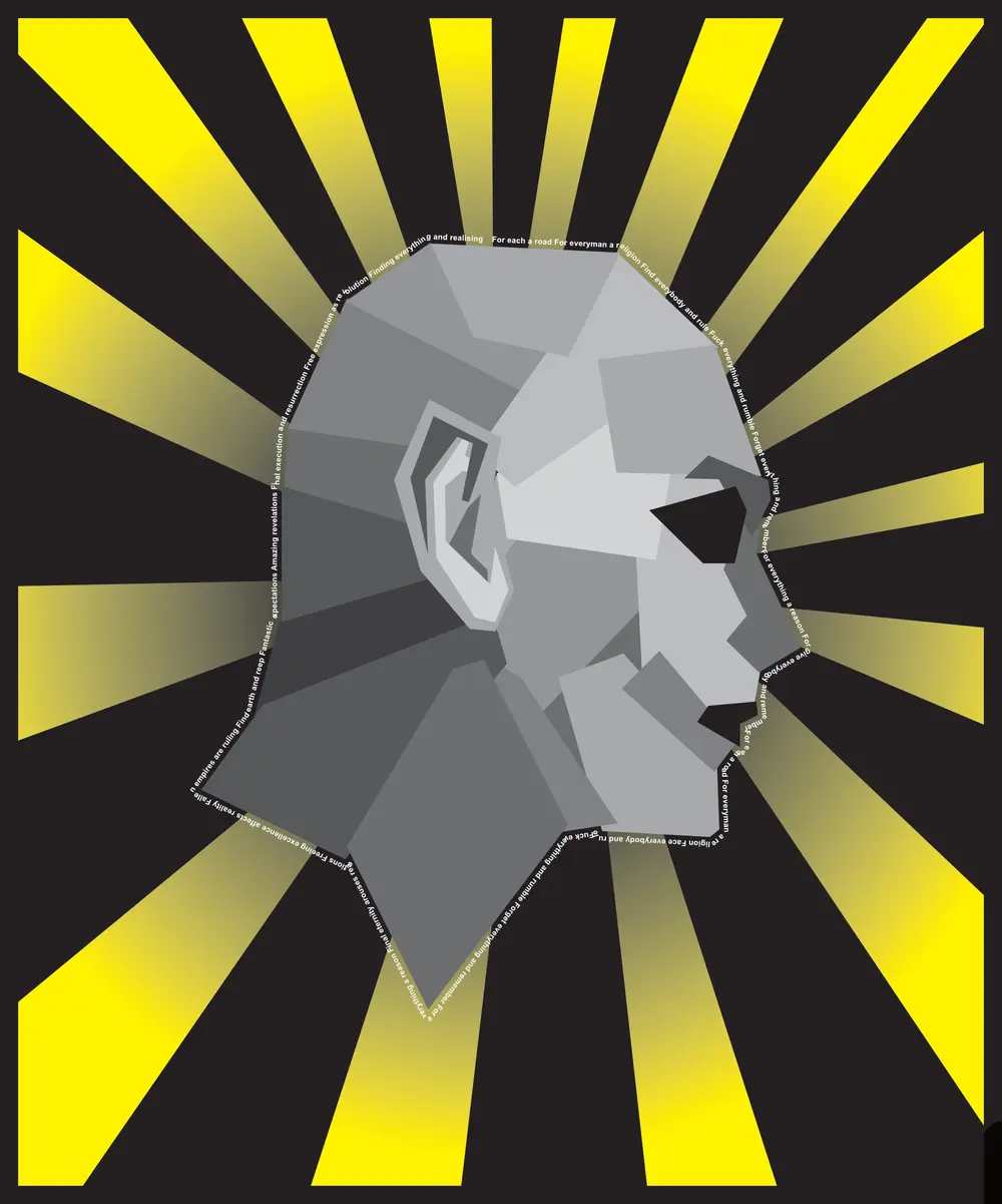 A composition showing a girl being cut by forces greater then us