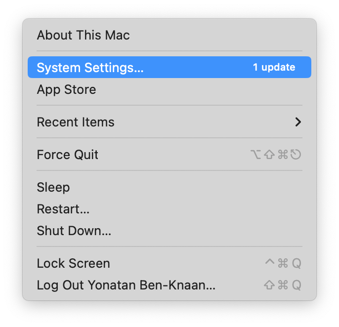 The Apple menu - You can fine the preferences menu here