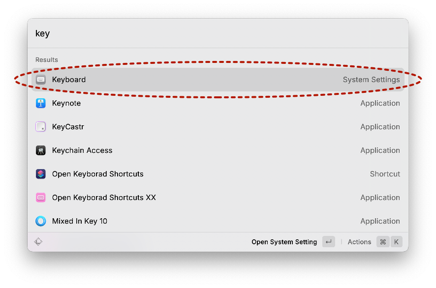 Raycast search in action